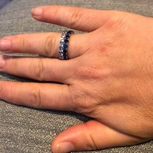 Pandora blue stone silver ring